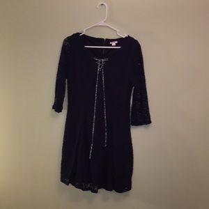 Blue lace dress with tie in front